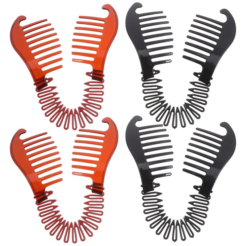 Minkissy 4Pcs Banana Clip for Thick Curly Hair Plastic Banana Hair Clips Ponytail Holder Hairstyling Accessories for Women Girls Parties Weddings and Everyday Use (Black, Coffee) - Image 1